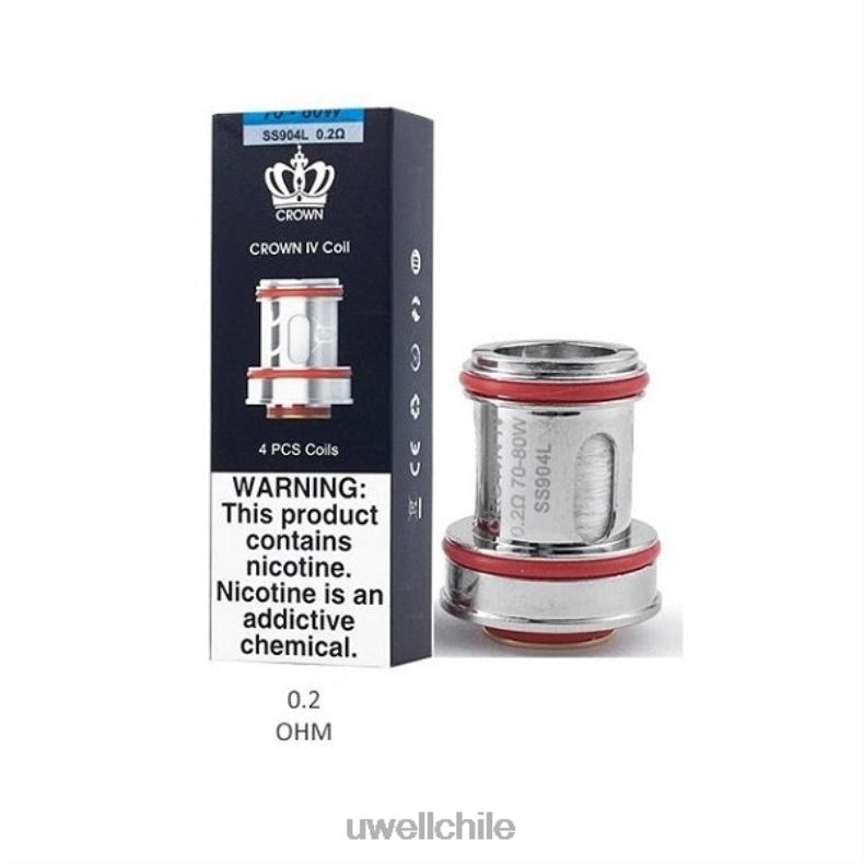 UWELL CROWN 4 bobinas de repuesto (paquete de 4) 8DTVT182 doble bobina 0.2ohm - Vaporizador UWELL