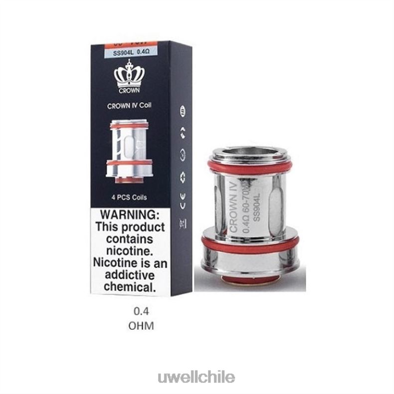 UWELL CROWN 4 bobinas de repuesto (paquete de 4) 8DTVT182 doble bobina 0.2ohm - Vaporizador UWELL