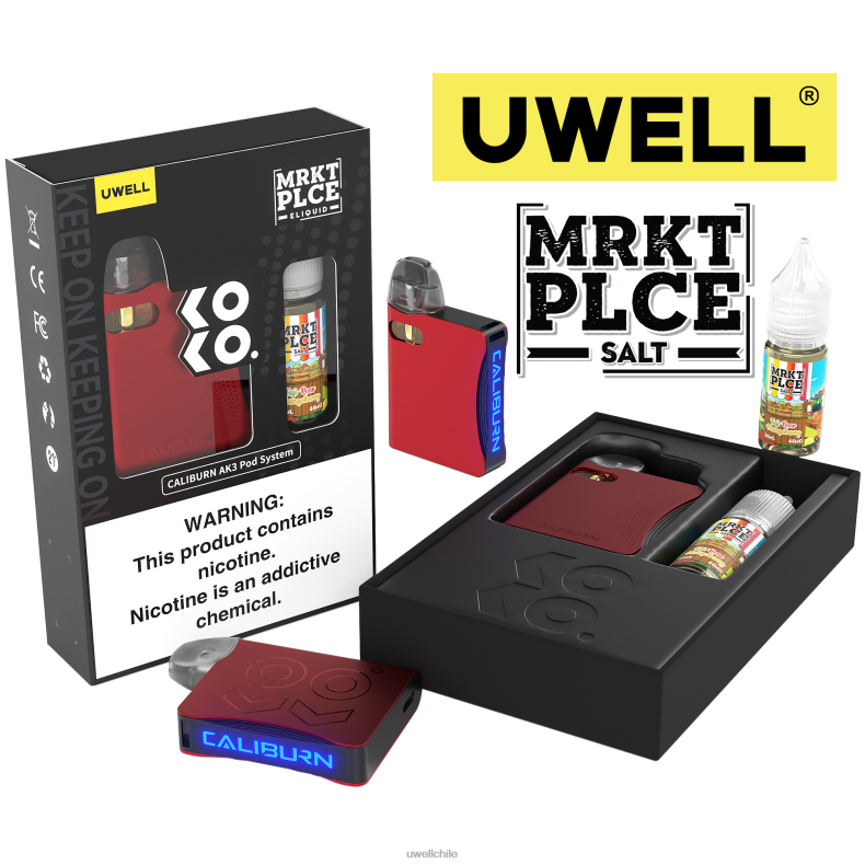 UWELL CALIBURN AK3 kit + vainas a3s 0.8ohm (x2) + daddy's vapor 10ml sales 50mg 8DTVT245 crl: rojo/flv: mango y pera fuji - UWELL Precio