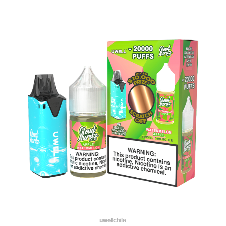 UWELL V6 dispositivo desechable + jugo daddy's vapor 30ml - paquete de colaboración 8DTVT205 clr: azul/flv: sandía manzana 50 mg - UWELL Precio
