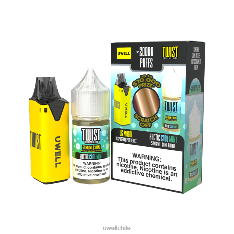 UWELL V6 dispositivo desechable + jugo daddy's vapor 30ml - paquete de colaboración 8DTVT215 clr: amarillo/flv: menta fría ártica 50 mg - UWELL Precio