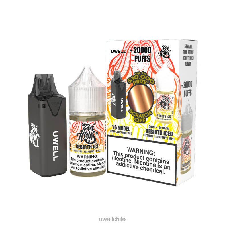 UWELL V6 dispositivo desechable + jugo daddy's vapor 30ml - paquete de colaboración 8DTVT221 clr: negro/flv: renacimiento helado 50 mg - UWELL Chile