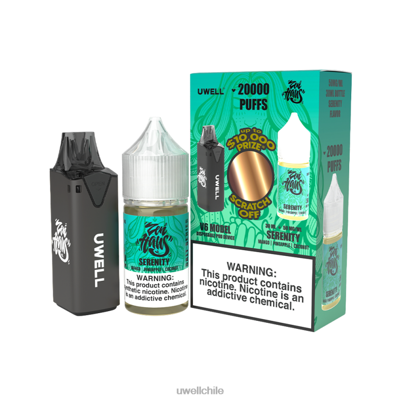 UWELL V6 dispositivo desechable + jugo daddy's vapor 30ml - paquete de colaboración 8DTVT222 clr: negro/flv: serenidad 50 mg - Vaporizador UWELL